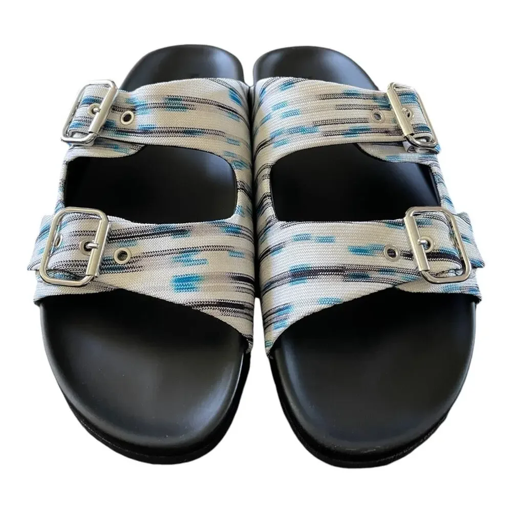 Missoni Milano Spa Slide Sandals Adjustable Double Buckle Strap Boho Sz US8